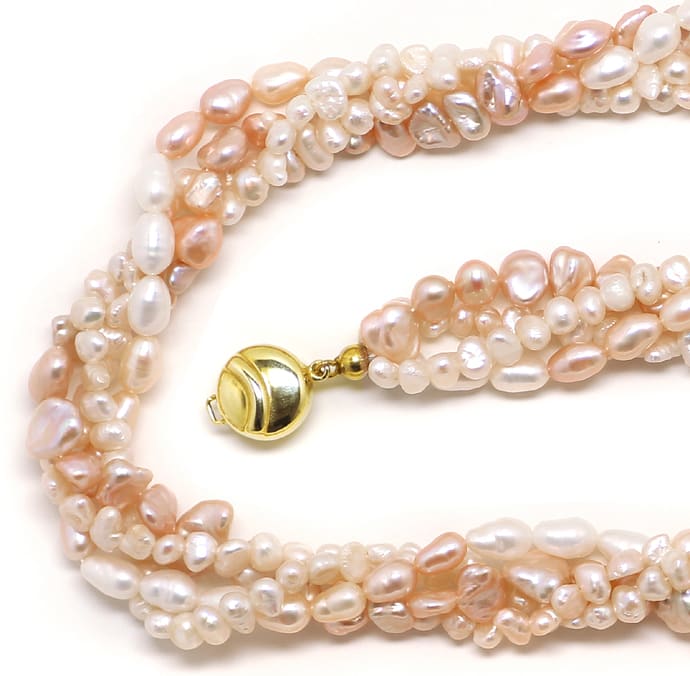 Foto 2 - Perlenkette pastellfarben vierreihig Goldverschluss 14K, Q0716