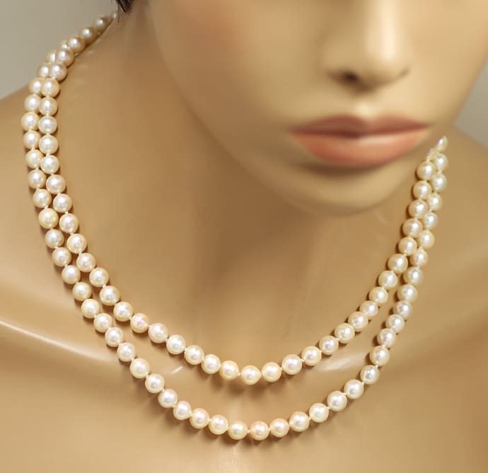 Foto 5 - Doppelreihige Perlenkette Brillant Rubine Schloß, S1886