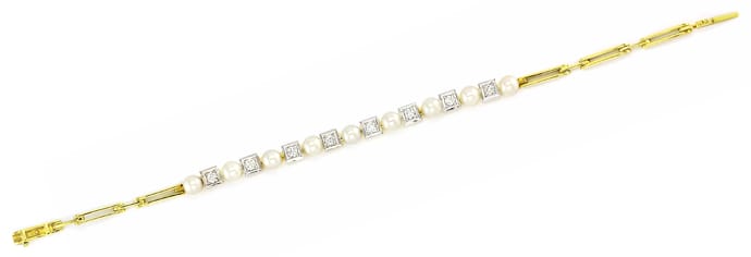 Foto 1 - Traumhaftes Perlen und Brillanten-Goldarmband, S2940